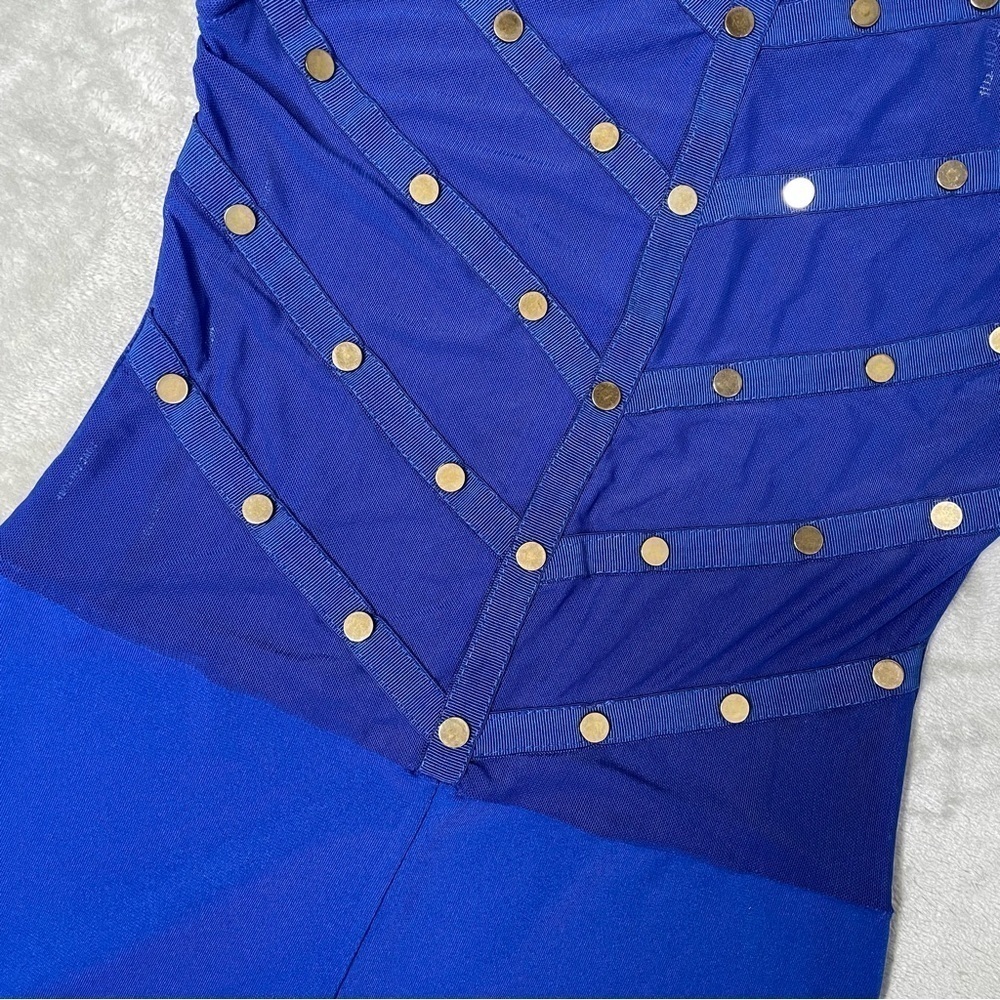 NWT Love Culture Studded Sheer Romper Royal Blue Size Medium Sexy Night Out - Picture 2 of 10